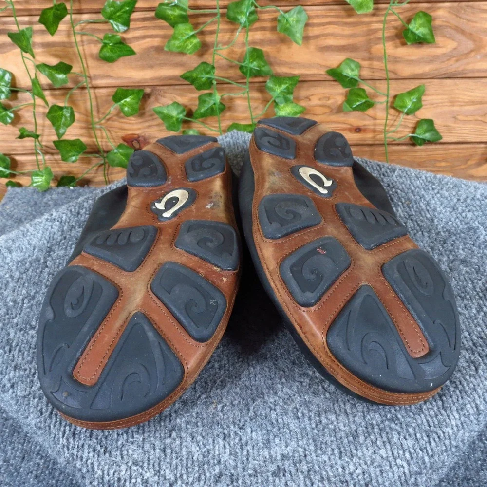 OluKai Moloa Mens Slip On Loafer Size 13 Casual‎ Walking Shoe Black Leather